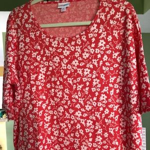 NWT LuLaRoe M Irma coral & white floral jacquard